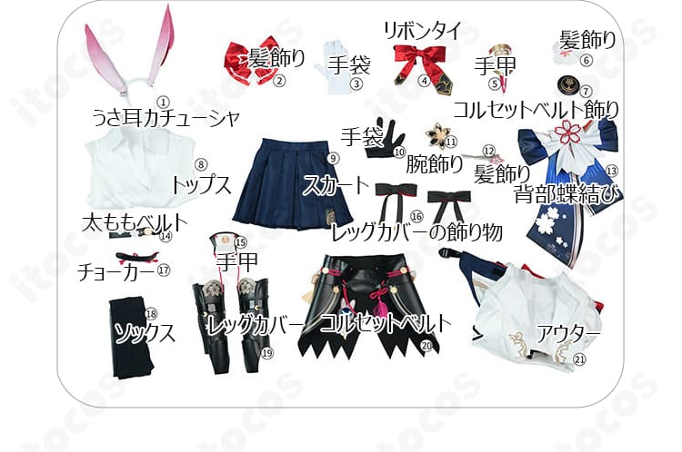 崩壊：スターレイル向けバニー風コスプレ衣装のセット内容一覧