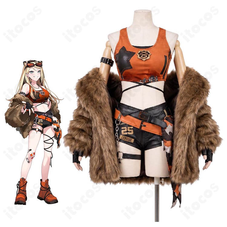 hololive DEV_IS 虎金妃笑虎 Harajuku Original 第1弾コスプレ衣装のキャラクターイメージと全身コーディネート