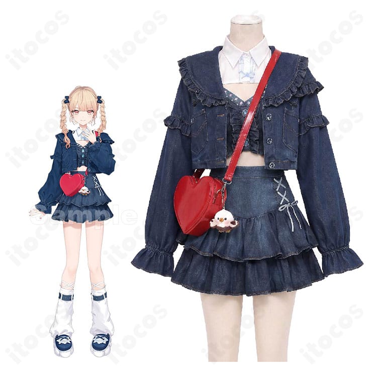 にじさんじ 水面まどか 初の新衣装デニムセットアップ私服Ver.のコスプレ衣装全体イメージ