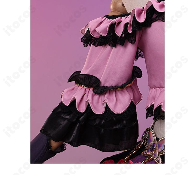 紫吹蘭コスプレ衣装の袖口とグローブ周辺の装飾