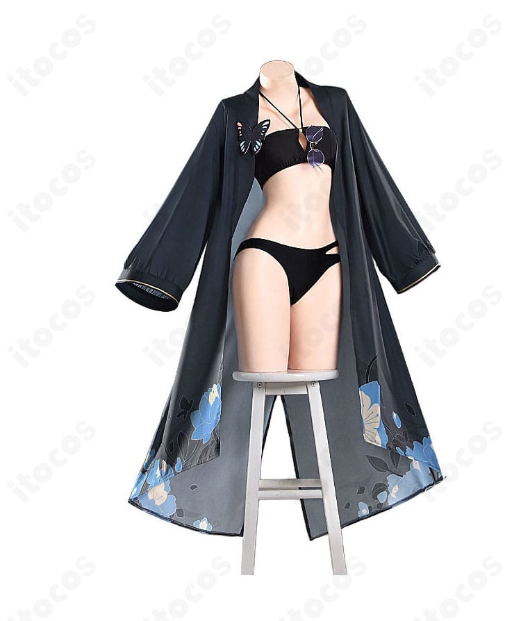 竜華キサキ(水着)コスプレ衣装の花柄ロングアウター側面