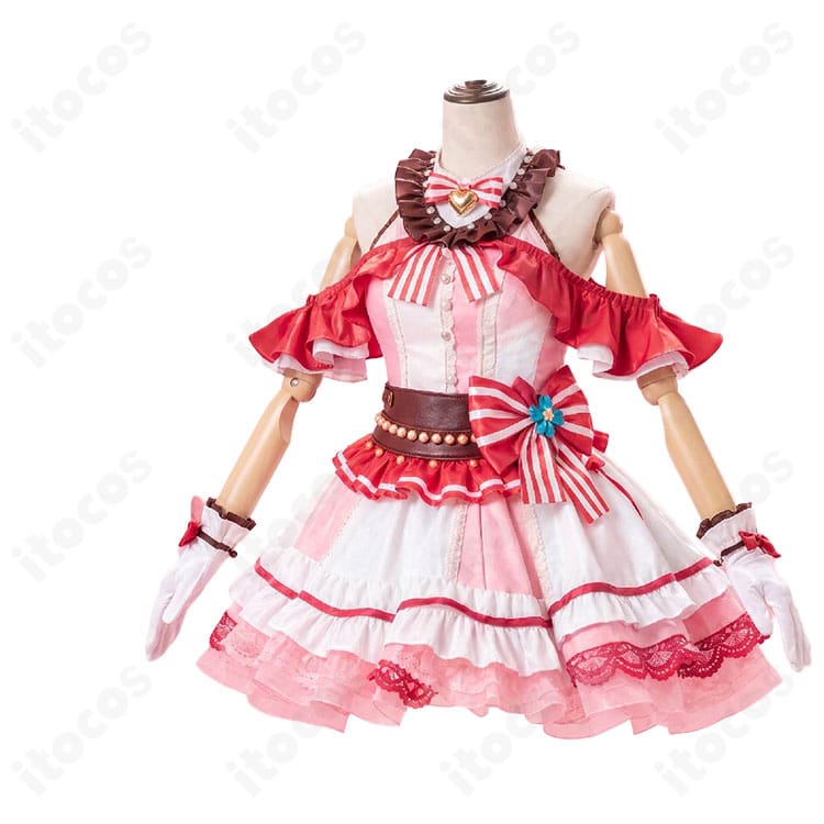 『BanG Dream! ガールズバンドパーティ!』丸山彩のキャラクターイメージとピンク×ホワイトのコスプレ衣装