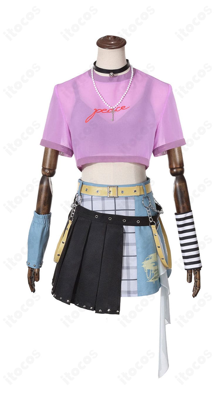 梅里ちえりコスプレ衣装の正面デザインとトップス、ビスチェ、重ねスカート