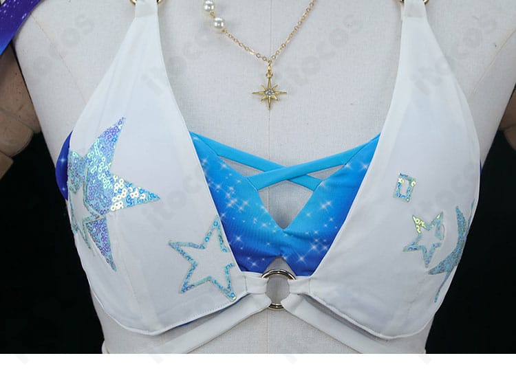ロビン 夏空の歌コスプレ衣装の襟元とトップス装飾