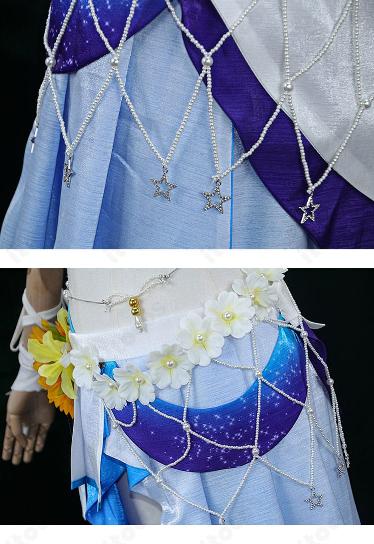 ロビン 夏空の歌衣装のヒマワリ付き腰飾りとチェーン装飾