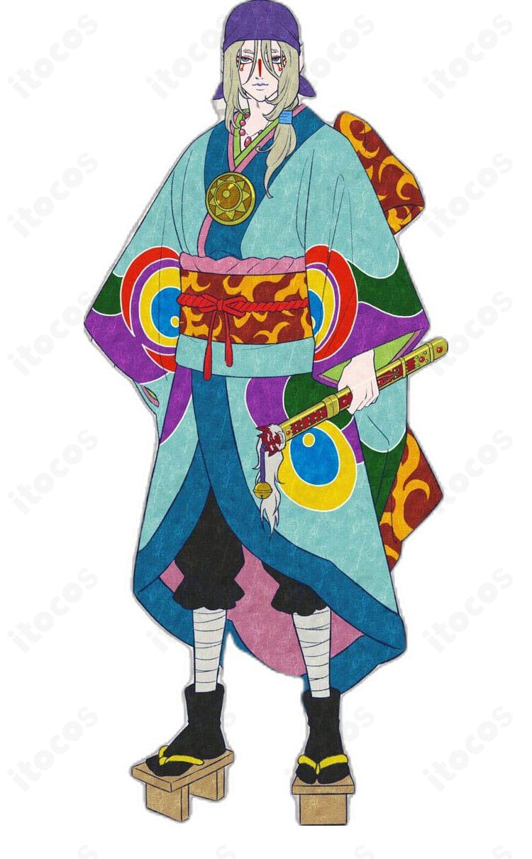 『劇場版モノノ怪 唐傘』薬売りの華やかな和装コスプレ衣装正面