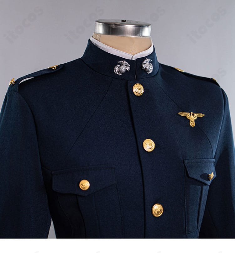 スタンリー・スナイダー軍服風コートの襟と胸元装飾のディテール