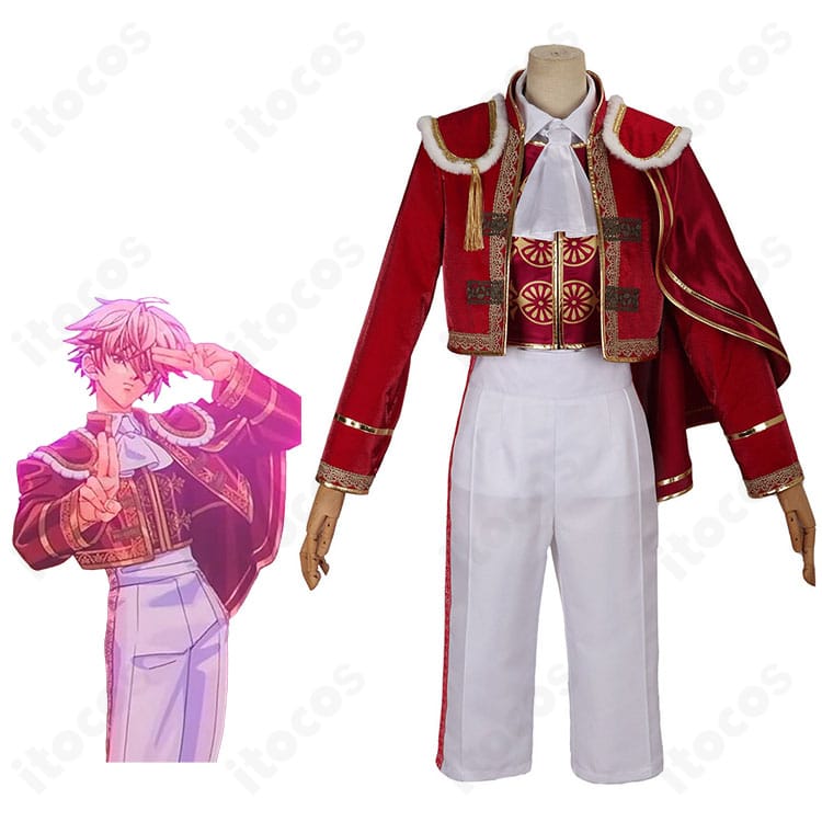 にじさんじのセラフ・ダズルガーデンのキャラクタービジュアルと赤×白のコスプレ衣装