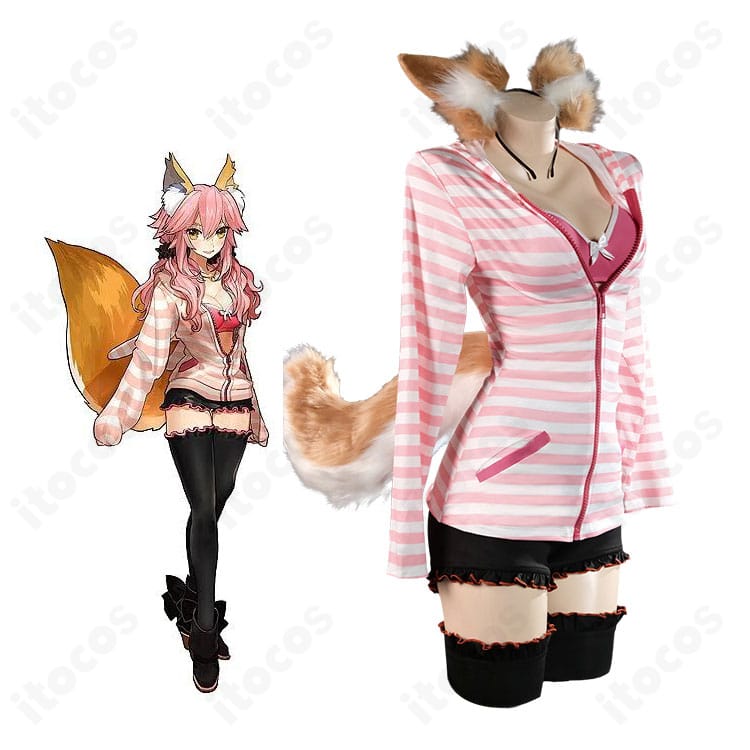 『Fate/EXTRA CCC』玉藻の前のキャラクター姿と春色の現代衣装セット比較