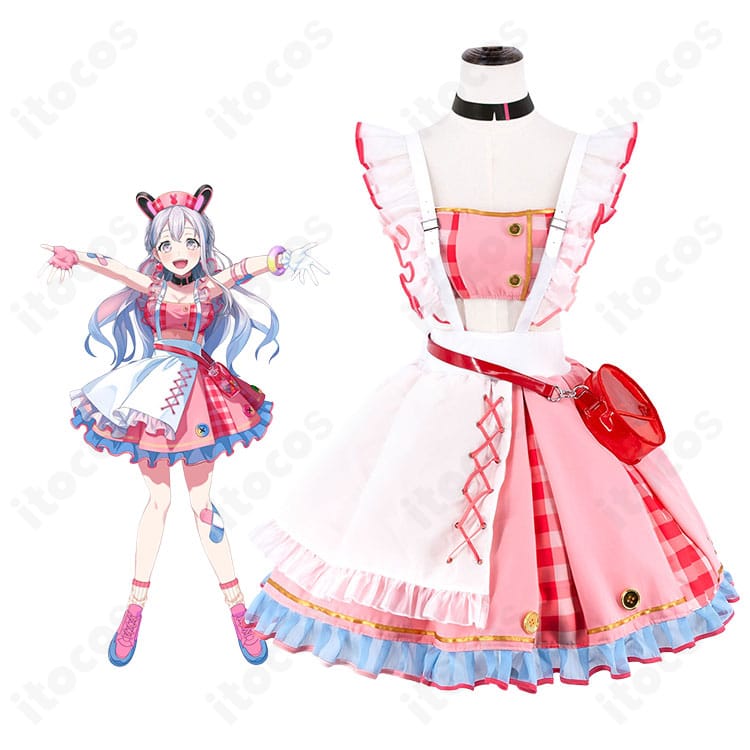 『BanG Dream!』夢限大みゅーたいぷ宮永ののかのキャラクターイメージとピンクチェック衣装の商品構成