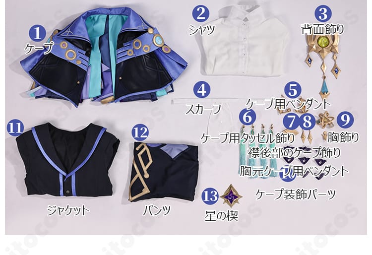 原神ミティヤ研究者コスプレ衣装のセット内容一覧