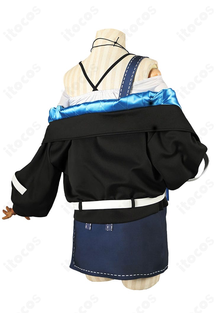 バックウエストリボンを備えた悠針れい喫茶Laid-Back衣装の背面
