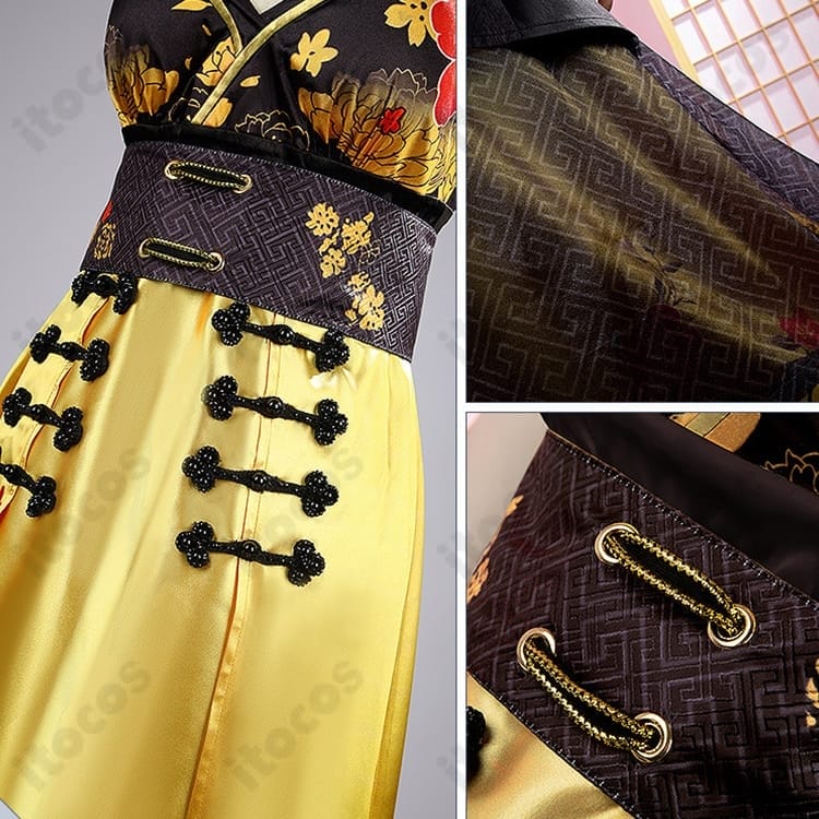 勝利の女神：NIKKE モラン通常衣装｜黒×ゴールドの上品チャイナ風コスプレ - 5枚目の画像