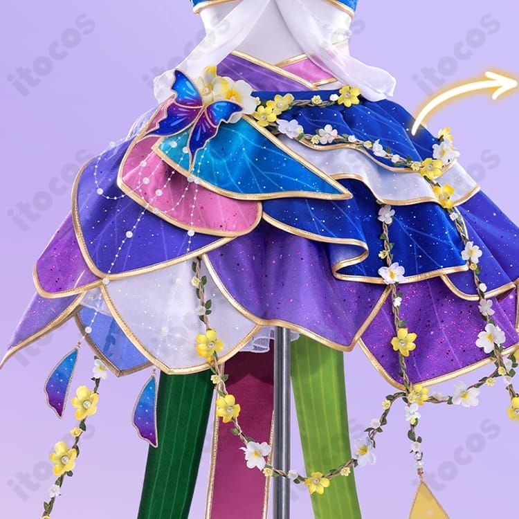 スクフェス 園田海未 妖精の国編・妖精の音楽家 覚醒後｜花飾りが華やかなコスプレ衣装 - 2枚目の画像