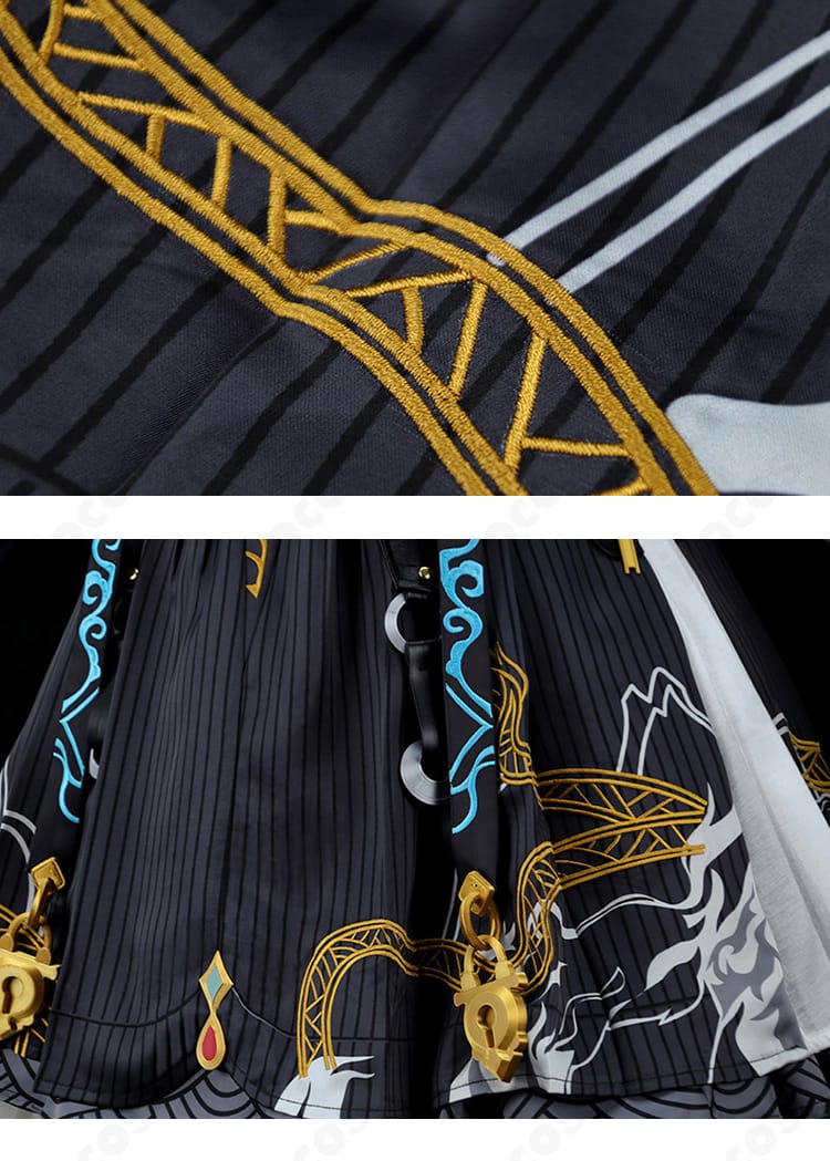鎖暝の衣装に施された刺繍の細部