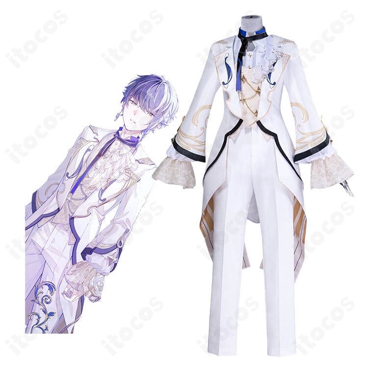 プロセカの青柳冬弥のキャラクター画像とエンビエントムジークのコスプレ衣装画像
