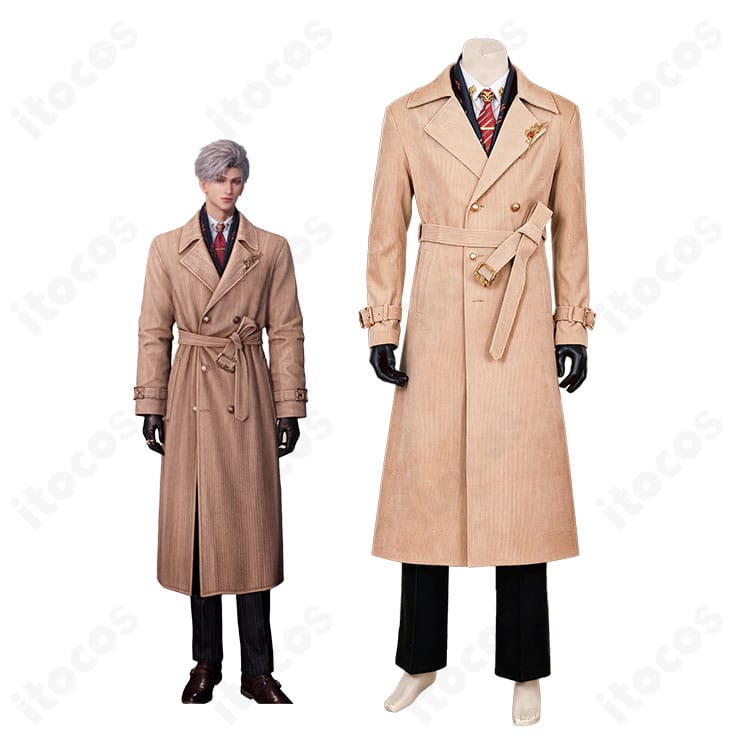 『恋と深空』シンのキャラクター画像と「約束なき囁き」コスプレ衣装の商品画像