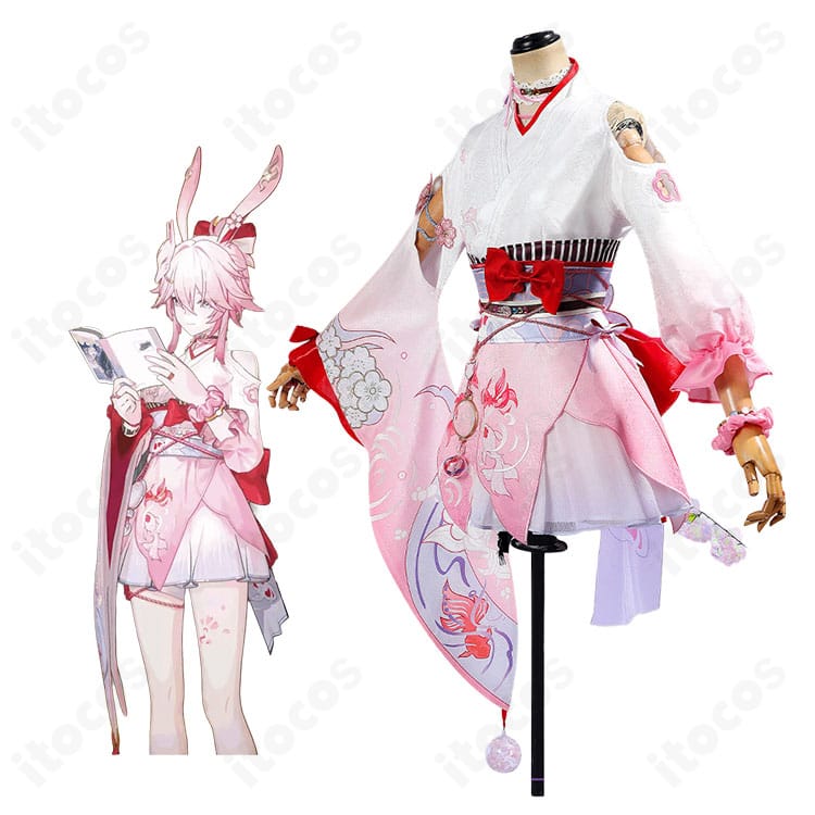 崩壊:スターレイル 緋英「月待つ花時」のキャラクター画像とコスプレ衣装の比較
