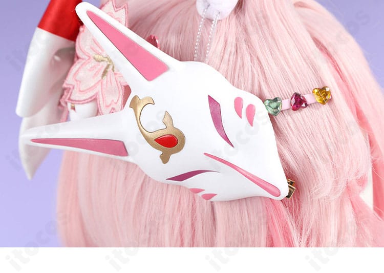緋英「月待つ花時」コスプレ衣装の仮面モチーフの髪飾り