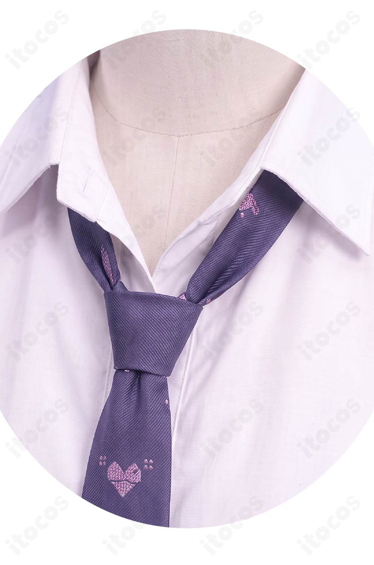 結城さくな 制服Ver.のシャツ襟元とネクタイのディテール