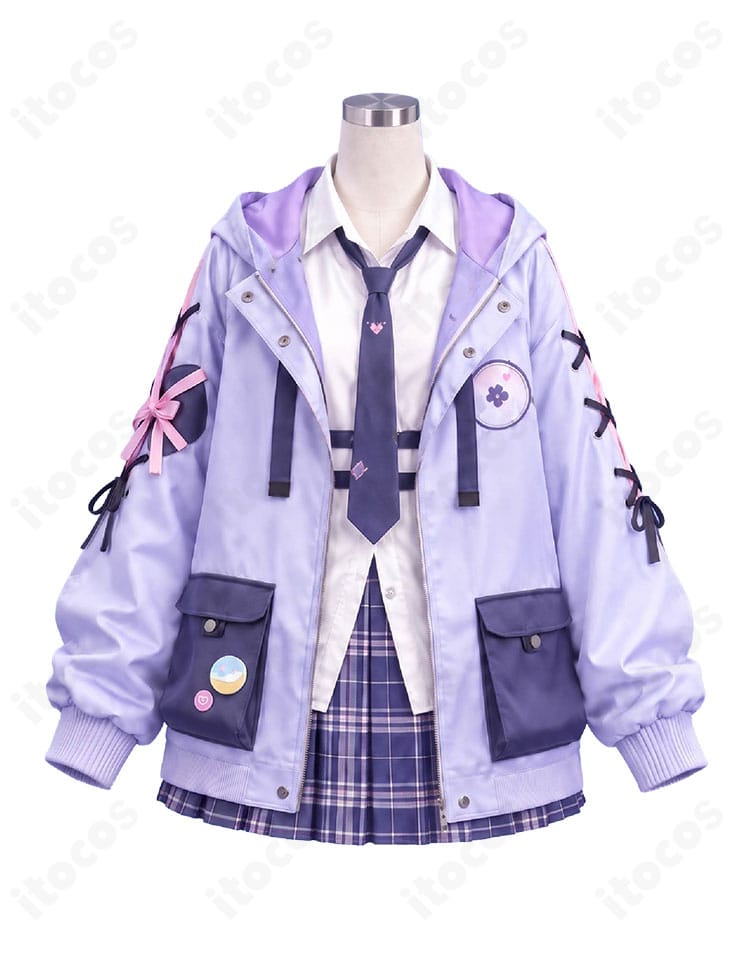 結城さくな 制服Ver.のアウター、シャツ、チェック柄スカートの正面