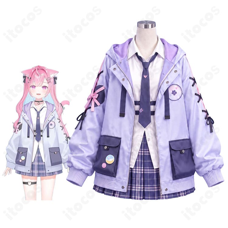 結城さくなのキャラクター画像と2026新衣装 制服Ver.の衣装画像