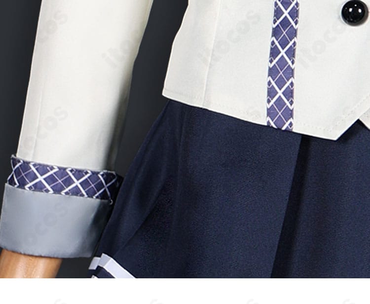 珠洲島有栖の制服コスプレ衣装の右袖の詳細
