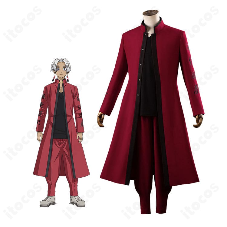 東京卍リベンジャーズの黒川イザナのキャラクター画像と天竺総長コスプレ衣装の比較