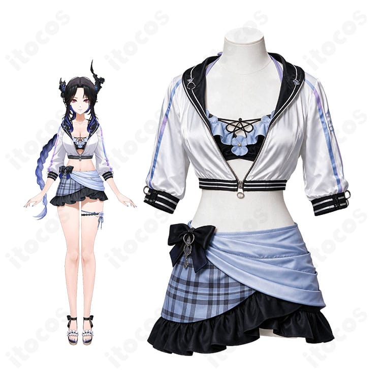 ホロライブのネリッサ・レイヴンクロフトのキャラクター画像と水着コスプレ衣装の商品画像