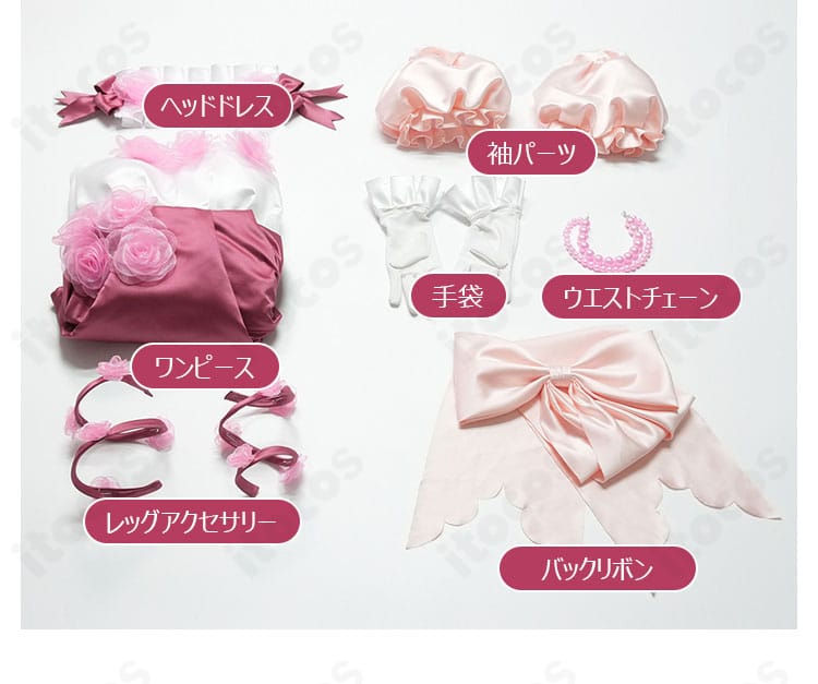 レム/ラム ローズドレスのワンピースとヘッドドレスなど7点のセット内容