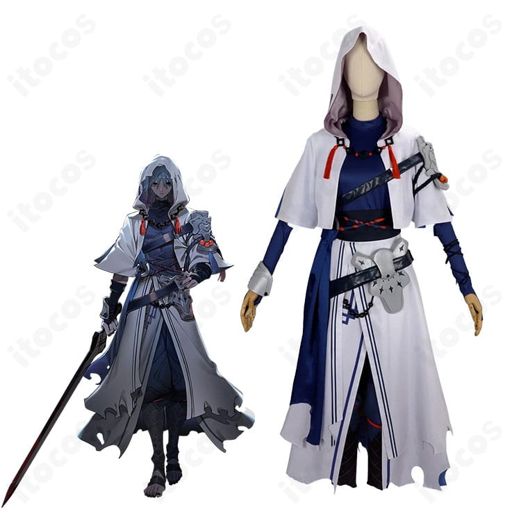 Fate/Grand Orderの山の翁のキャラクター画像と霊基第一段階コスプレ衣装の商品画像