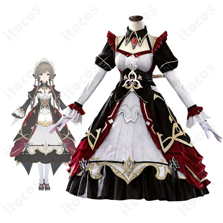 原神のサンドローネ「傀儡」のキャラクター画像と旧デザインのコスプレ衣装の商品画像