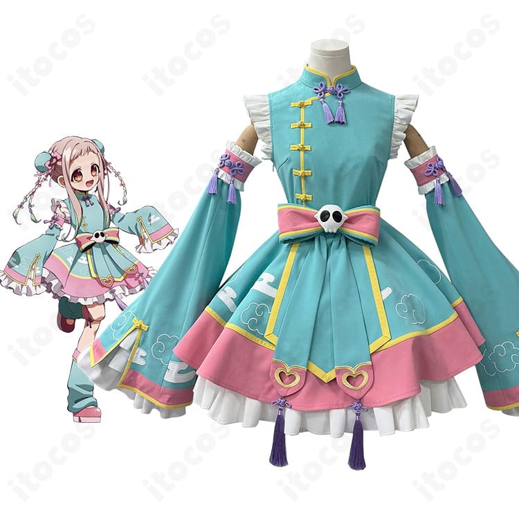 地縛少年花子くん２の八尋寧々のキャラクター画像と、ゆめかわチャイナVer.コスプレ衣装の商品画像