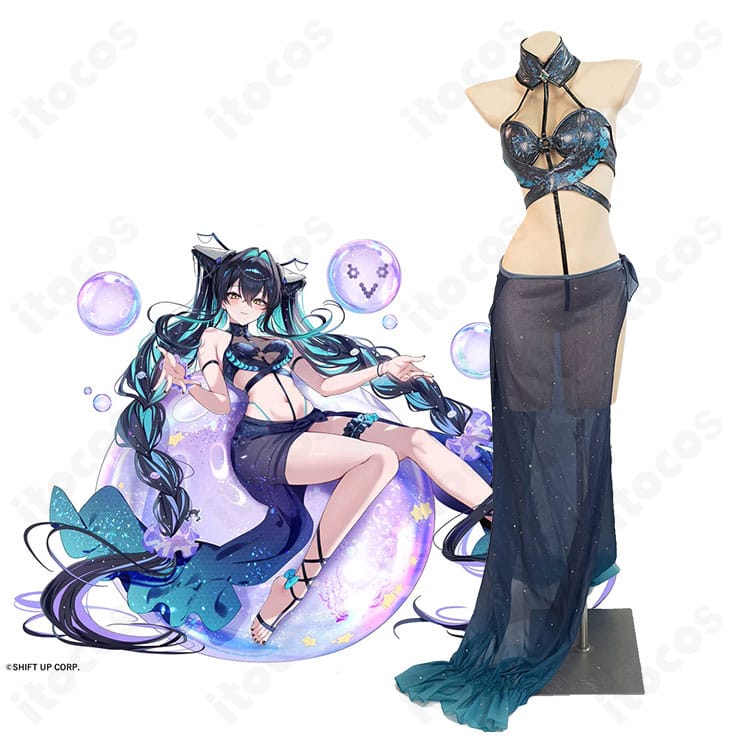 勝利の女神:NIKKE リトルマーメイド(セイレーン)のキャラクター画像と水着風コスプレ衣装