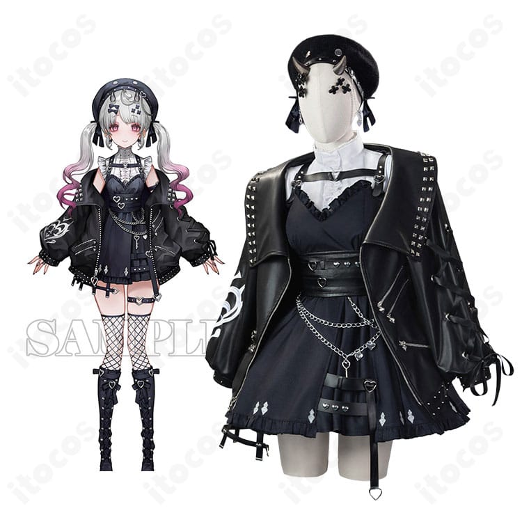 にじさんじ・遠藤霊夢のキャラクター画像と地雷系ゴーストのコスプレ衣装