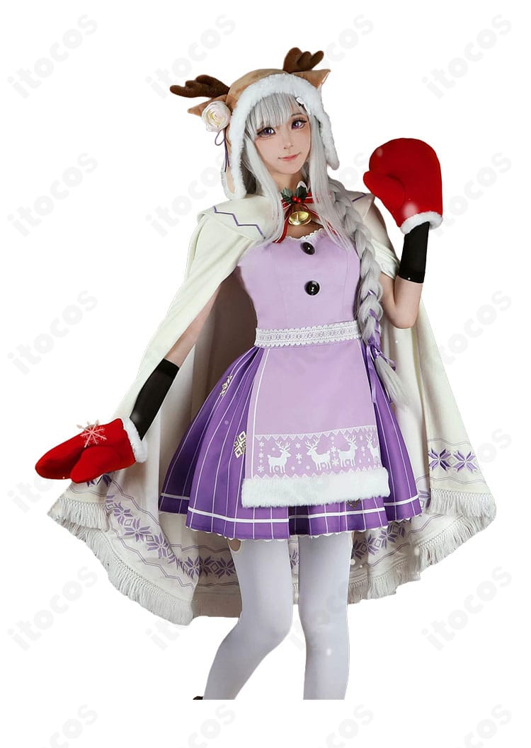 エミリアのクリスマスコスプレ衣装の着用時の側面