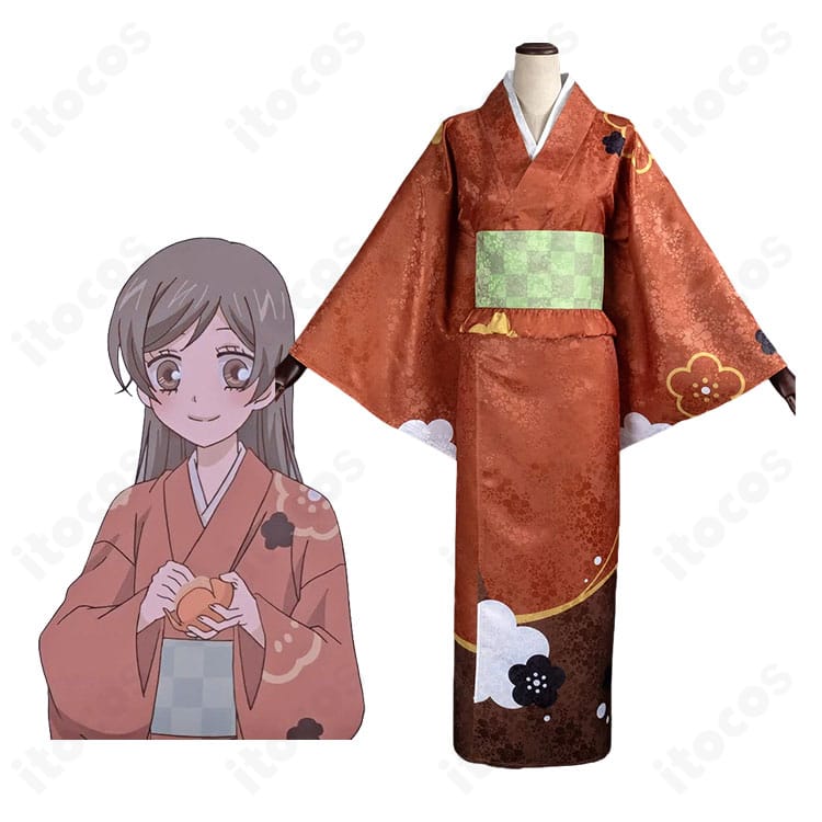 『神様はじめました』桃園奈々生のキャラクター画像と赤茶色の着物コスプレ衣装