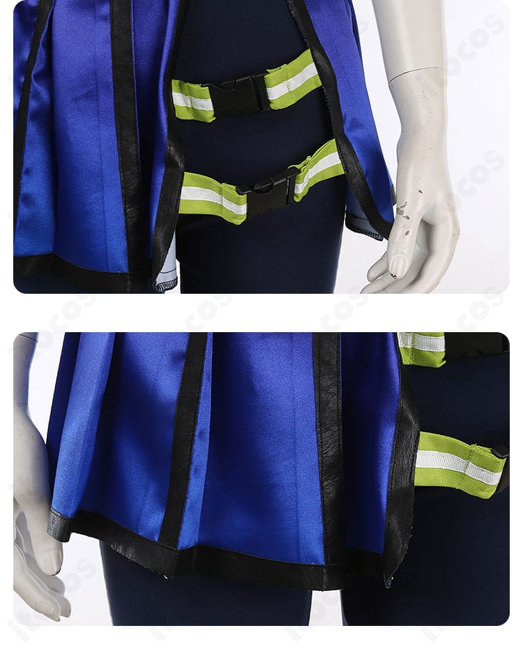 ウマ娘 勝負服 スカート裾アップ。繊細なプリーツと配色ラインが写真で美しく映えます。