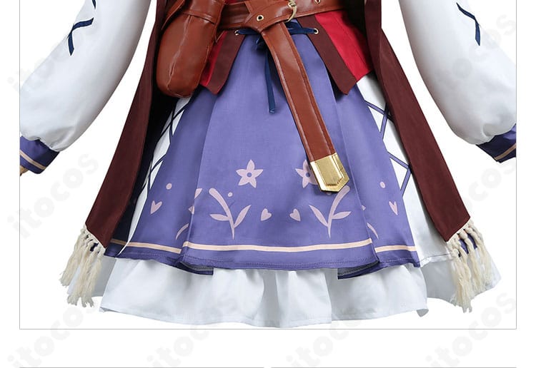 スカートのプリーツとフロントラインの配色を確認。可動時もきれいに広がる