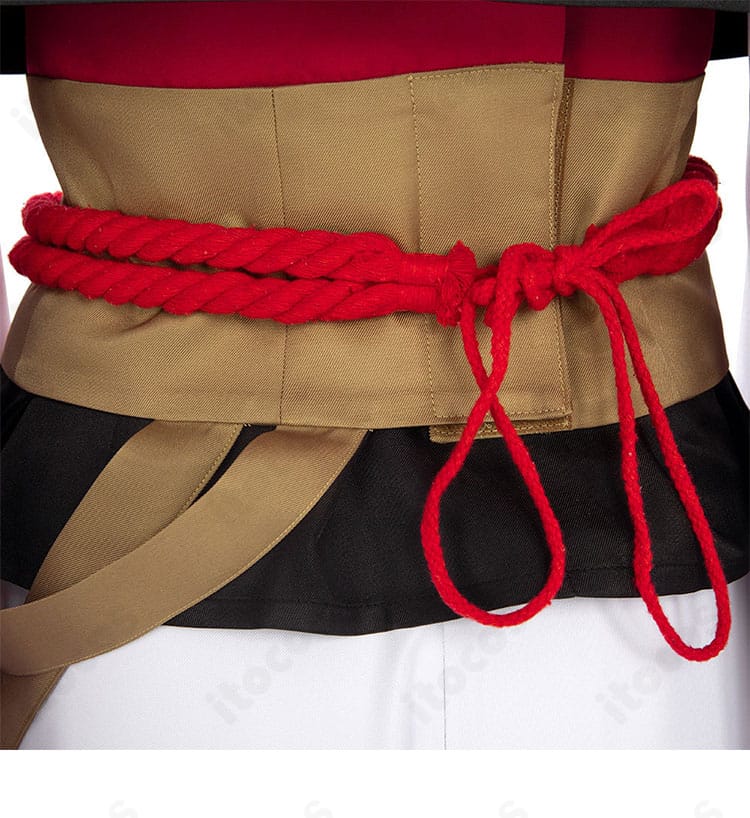 腰部の紐飾りクローズアップ。紐の質感と仕上げの美しさにフォーカス。