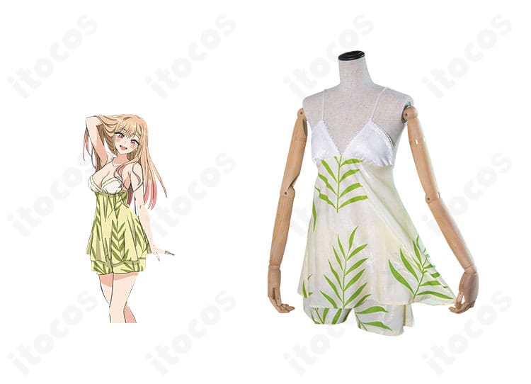 その着せ替え人形は恋をする 喜多川海夢 キャミソールワンピースの正面と公式ビジュアル比較。配色とシルエットの忠実再現ポイントを示す画像