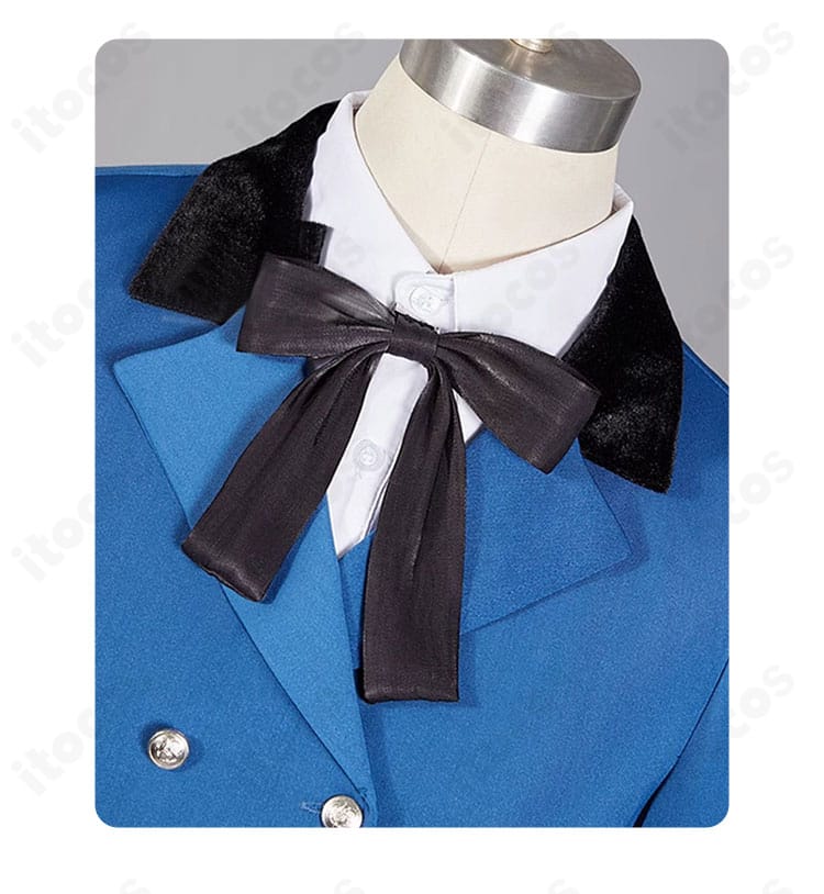 シエル コスプレ衣装 襟元のレース飾りとリボンのディテール拡大。上品な装飾感を確認