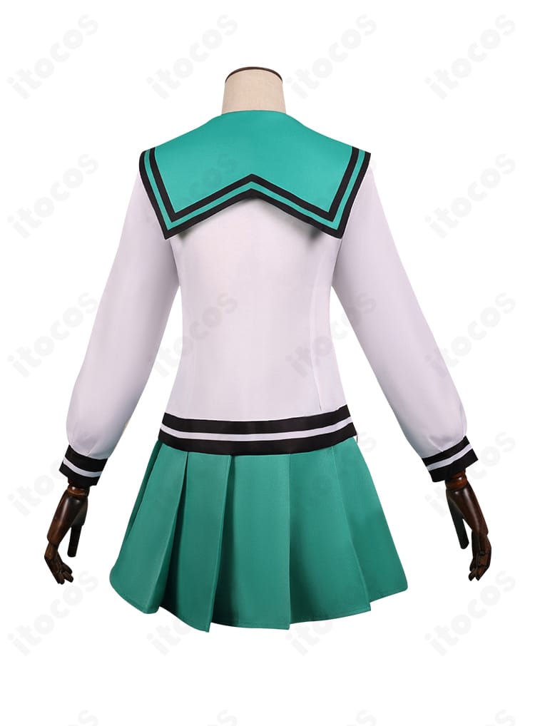 斉木楠雄のΨ難 照橋心美 制服コスプレ 背面ディテール。背中のラインとプリーツの落ち感を確認できる画像。