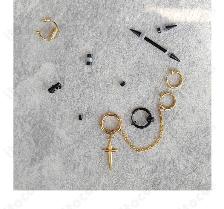 首飾り・イヤリング・小物一式のセット内容。同梱アクセの一覧が一目で分かる