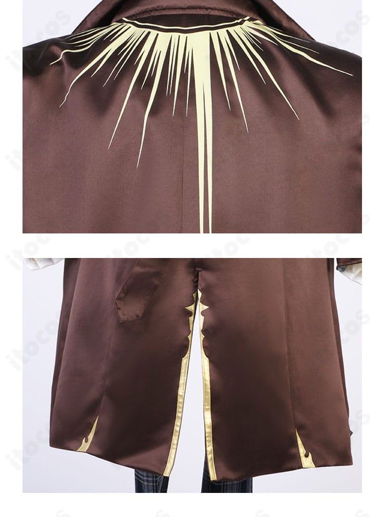 外套背面の蝶モチーフ装飾アップ。立体感と質感、配色のコントラストが分かる