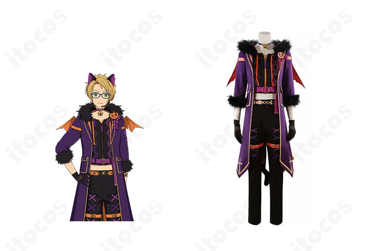 あんさんぶるスターズ！！ Trickstar ハロウィン コスプレ衣装｜モデル着用の正面全身ショット。4人ユニット対応のデザインと差し色が確認できます。
