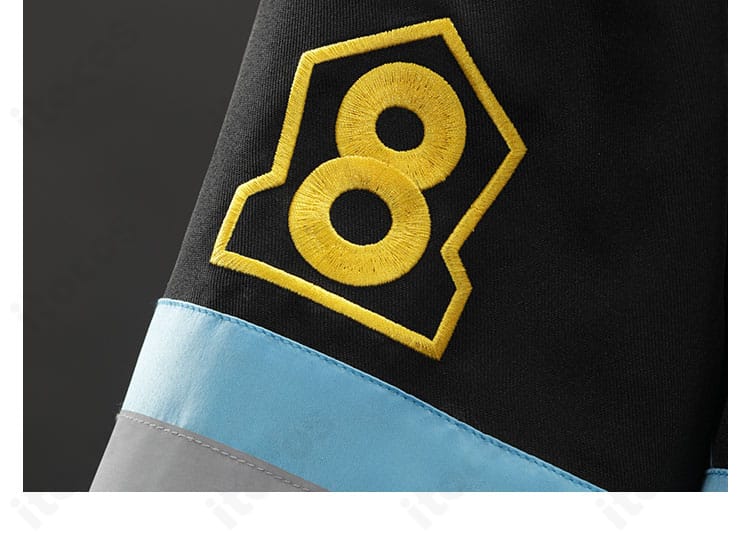 森羅日下部 コスプレ衣装の左肩袖装飾ディテール。装飾の固定と質感が分かるアップ