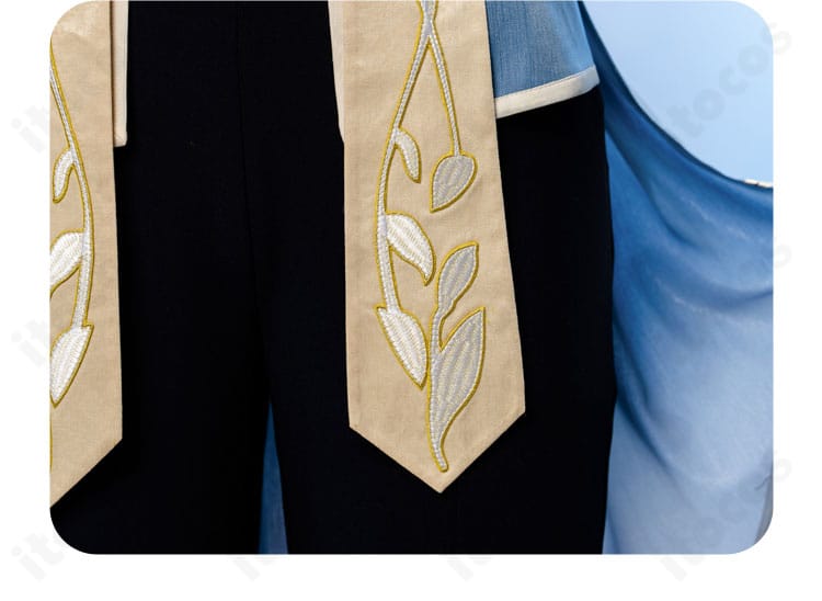 乱凪砂 シークレットスカイ 裾ライン装飾ディテール。コントラスト配色で華やかさを演出