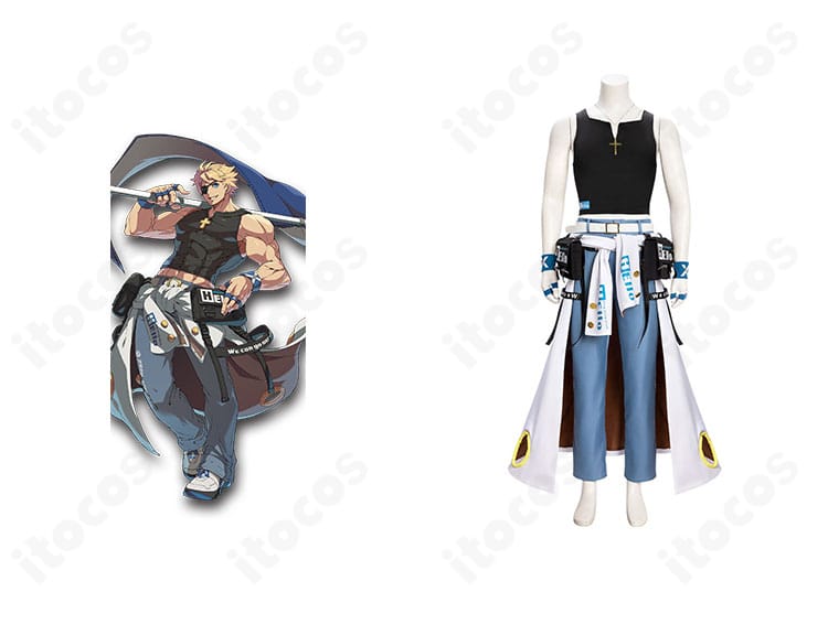 ギルティギア ストライヴ シン＝キスク コスプレ衣装の正面＆キャラクター比較。シルエットと配色の再現度が一目で分かる確認画像。