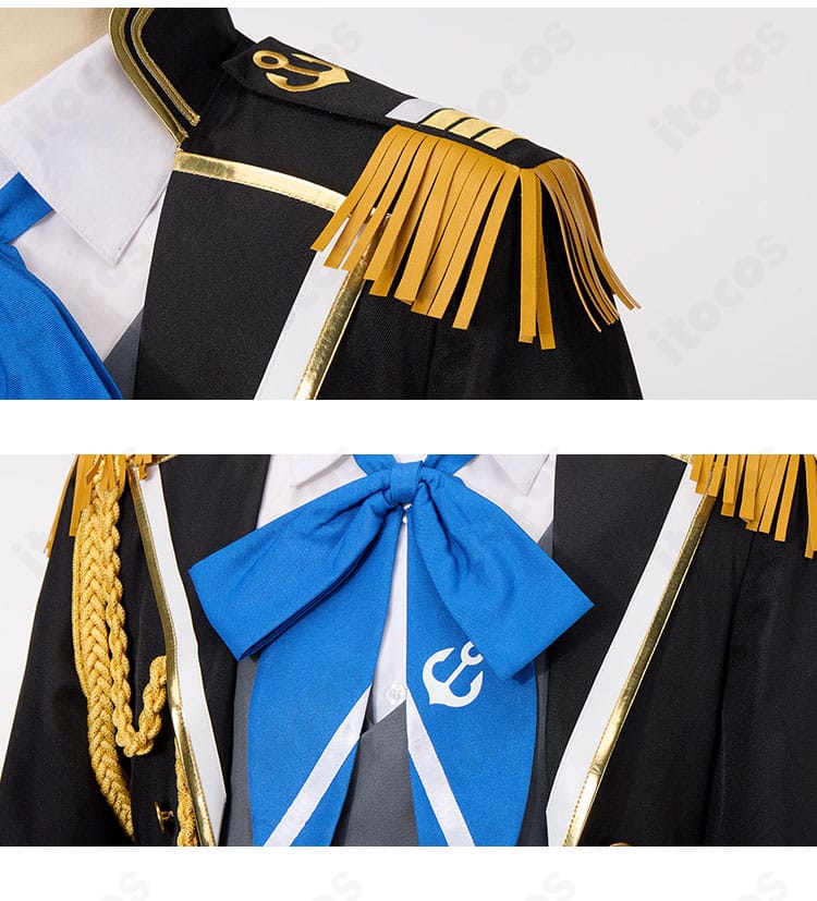 肩・襟元のリボン装飾アップ。ネモ特有の配色リボンと結びの形状を詳細に表示。